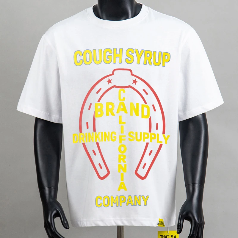 New Black White THAT'S A AWFUL LOT OF COUGH SYRUP Short Sleeved High Street Trend Hip Hop T-shirt