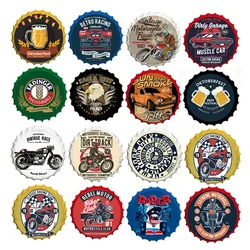 Motorcycle Car Plate Signs Beer Bottle Cap Tin Sign Metal Plaques Bar Pub Cafe Wall Hanging Crafts Decor Motor Tinplate Painting