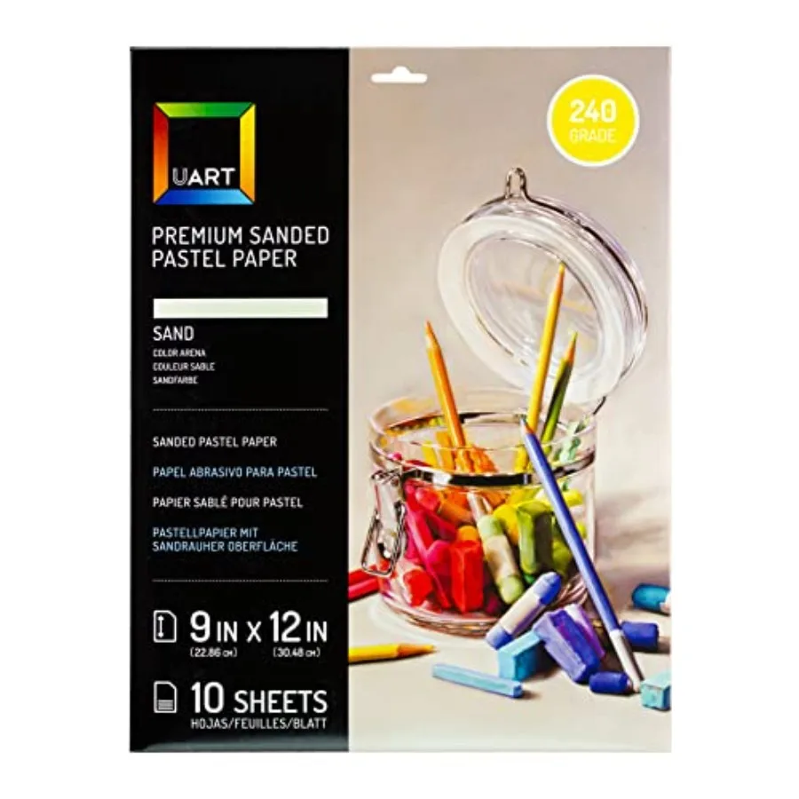 

Sanded Pastel Art Paper, Off-White, 9" x 12" Paper, Grit #240, 10 Sheet Pack