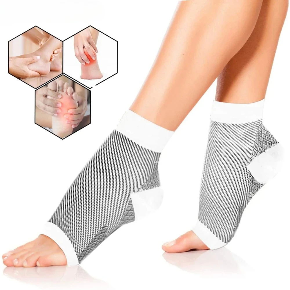 1Pair Ankle Compression Sleeve Open Toe Ankle Compression Socks Plantar Fasciitis Socks for Men Women,Neuro Socks for Joint Pain