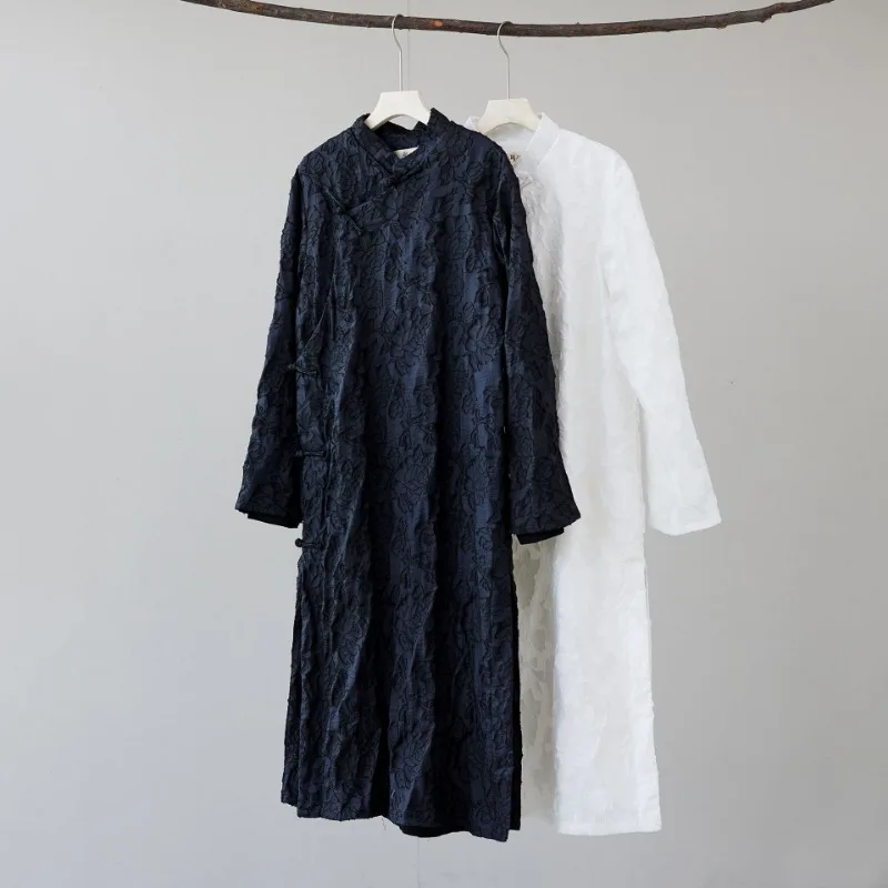 رداء على الطراز الوطني الرجعية 2025 للرجال أزياء الصين الوقوف طوق ثوب طويل جودة عالية الملابس التقليدية الأنيقة #6