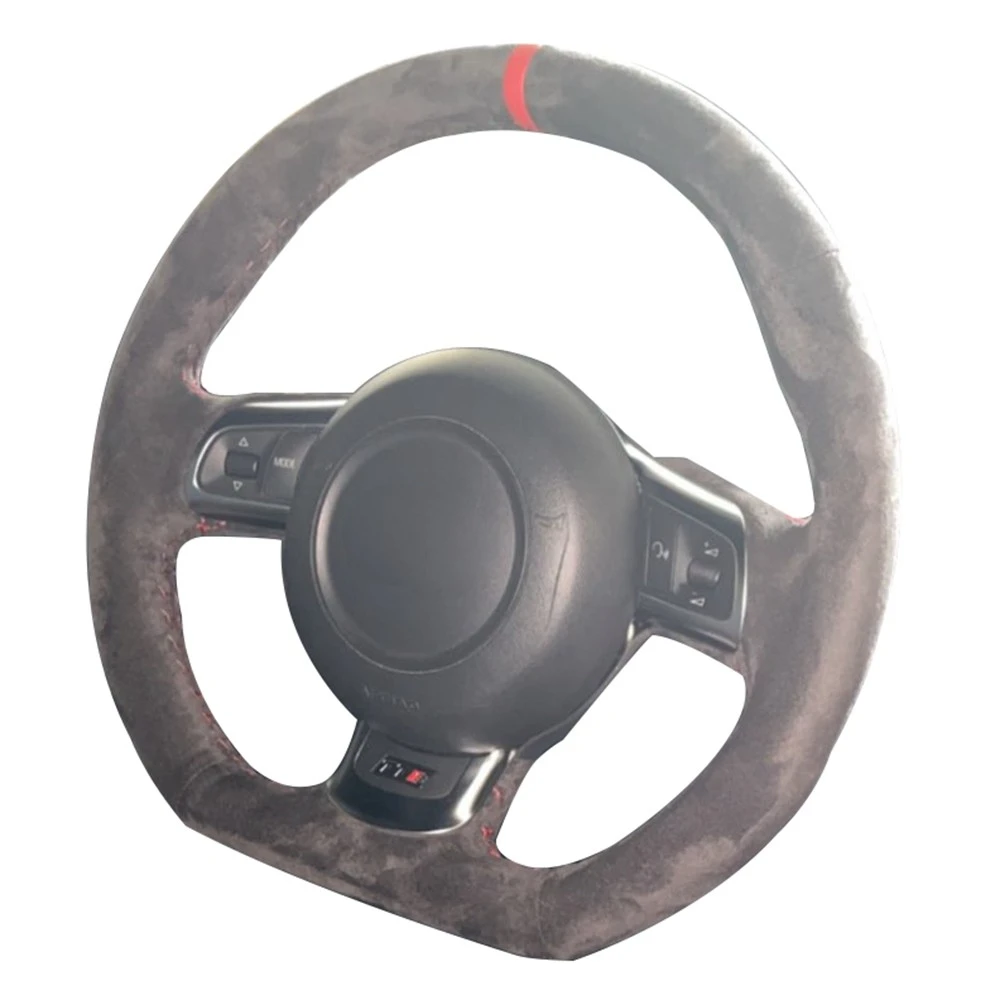 Anti-Slip Suede Leather Original Steering Wheel Braid Car Steering Wheel Cover For Audi TT TTS (8J) A3 S3 (8P) Sportback R8 (42)