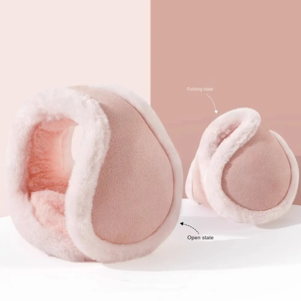 Penutup telinga bulu domba perlindungan dingin penutup telinga anti beku warna polos earmuff musim dingin mewah tebal baru wanita