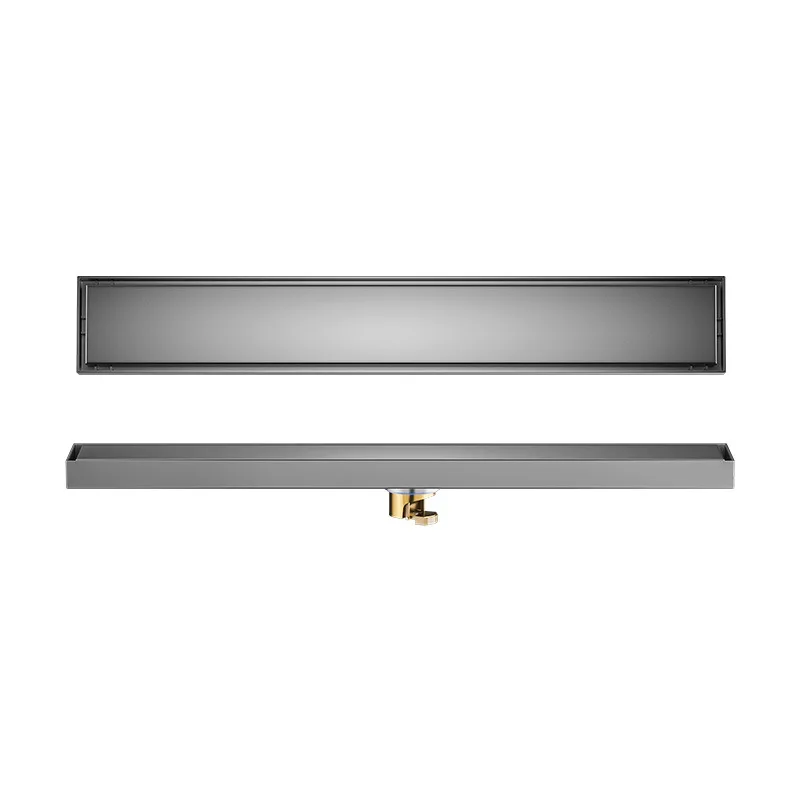 Bathroom 8cm Wide Floor Drain 304 Stainless Steel Invisible 20-50 Long Floor Drain Gun Gray Deodorant Inlaid With Tiles