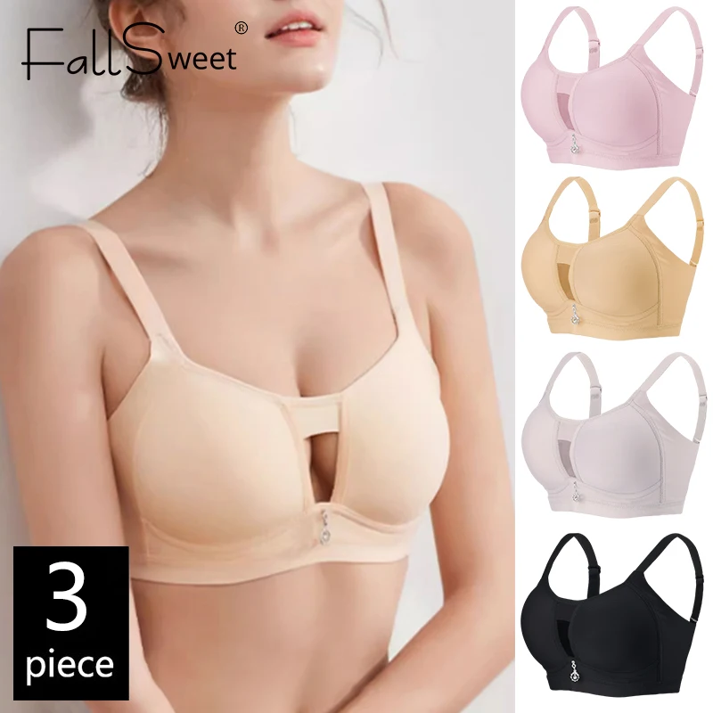 

FallSweet 1-3PCS/Set Wireless Plus Size Bra for Women Seamless Invisible Bralette No-Pads Comfortable Underwear Female Lingerie