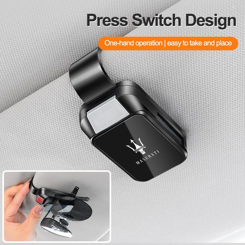 

For Maserati Quattroporte Spyder Levante Coupe GranTurismo Car Interior Sun Visor Glasses Holder Sunglasses Case Eyeglasses Clip