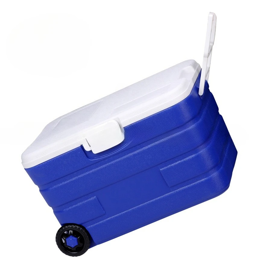 

40L plastic insulated incubator fishing box with tie rod wheel