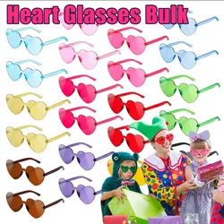 12-100Pcs Heart Shaped Sunglasses for Classroom Exchange Gift Classroom Prizes Rimless Heart Shaped Glasses Birthday Party Favor