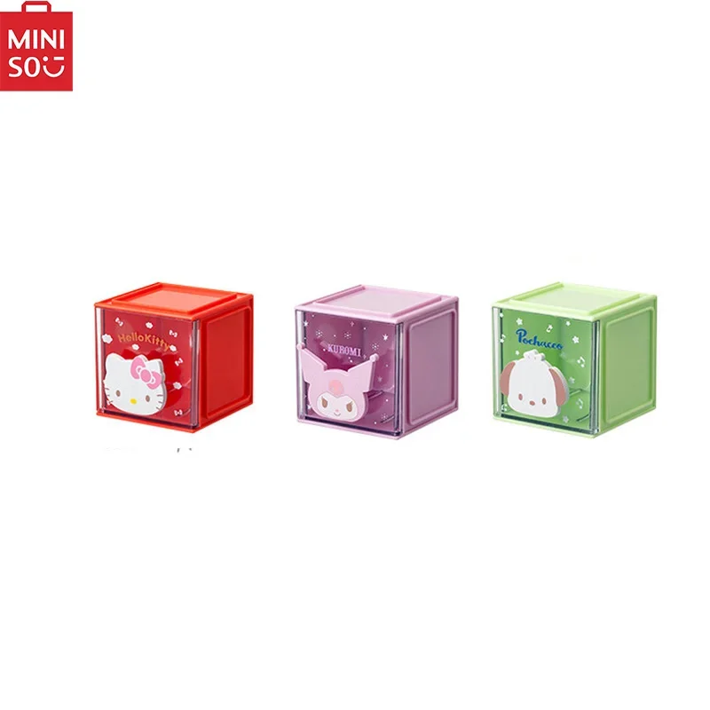 MINISO Sanrio Series Kurumi Melody Cinnamon Dog Kitty Pudding Dog Cube Small Storage Stacker Genuine in-stock hot sale