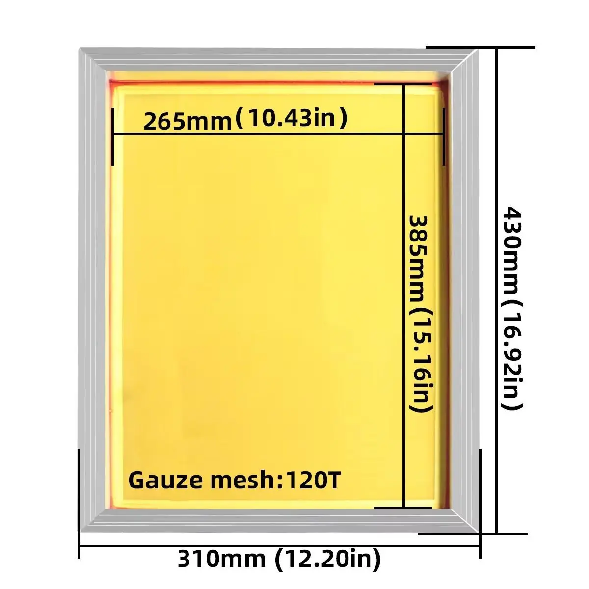 Picture 4: Aluminum Silk Screen Frame 43 × 31cm with 300 Mesh 120T Yellow Pre-Stretched Silk Screen Printing Frame for Printing Machine