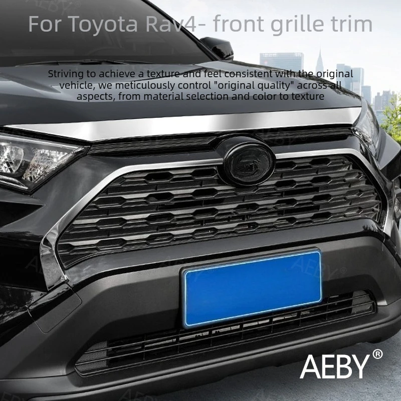

For Toyota Rav4 2020-2025 Chrome grille decoration,Front cover strip stainless steel,Front grille chrome trim strip cover