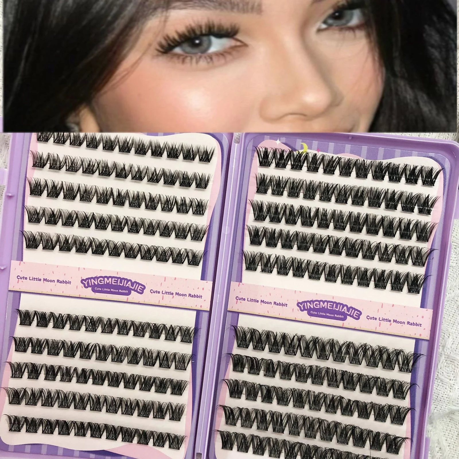 接着剤不要のつけまつげ ソフトで自然なまつげエクステ ヨーロッパ風ふわふわセグメントクラスターラッシュ DIYアイメイク デイリーパーティー 結婚式