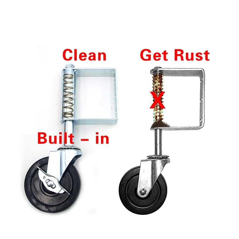 5 Inch Rubber Mute Spring Loaded Gate Door Wheel Caster Spring Wheel 100Kg Load Capacity Home Gate Door Roller Slider A-A73M