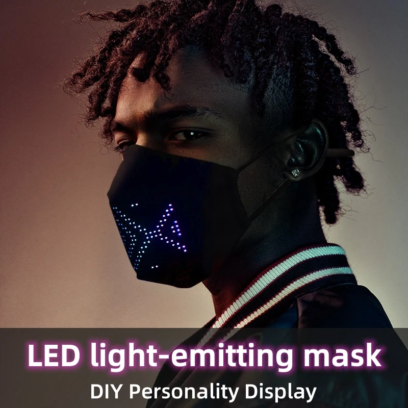 Bluetooth DIY Edit Text LED Illuminated visor Mask Display Mask Personalised Party Dress Up street fashion