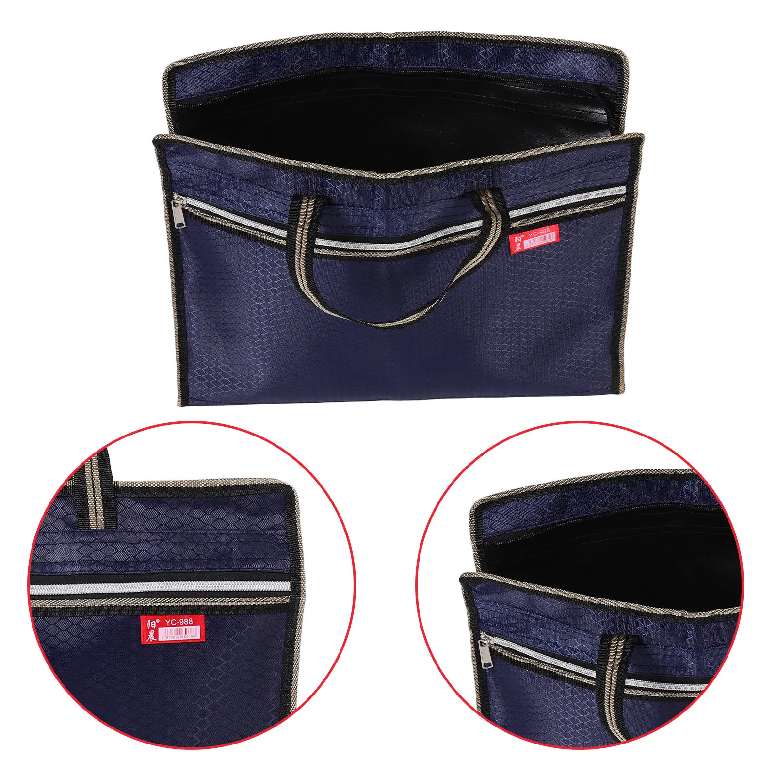 

Oxford Fabric Document Organizer Bag Waterproof Dual Layer Zippered File Folder Tote Bag Laptop Portable Paper Carrying Storage