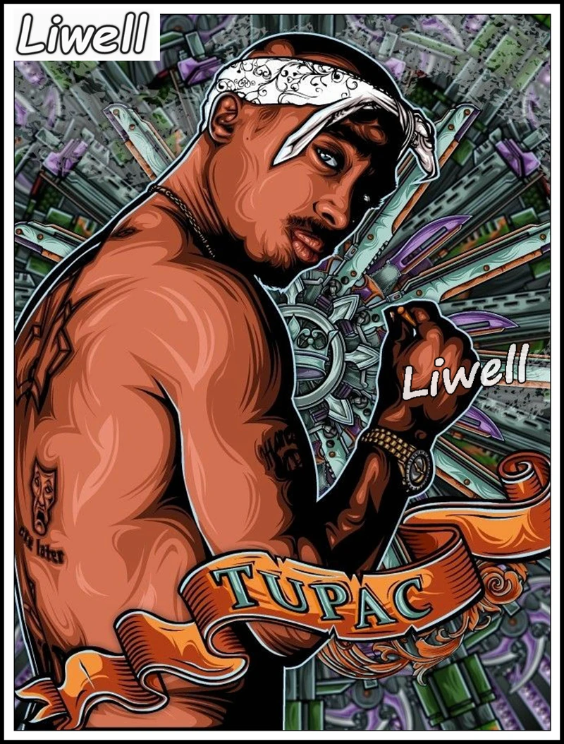 West Coast Hip Pop Tupac 2PAC Rapper Star Diamond Painting Music