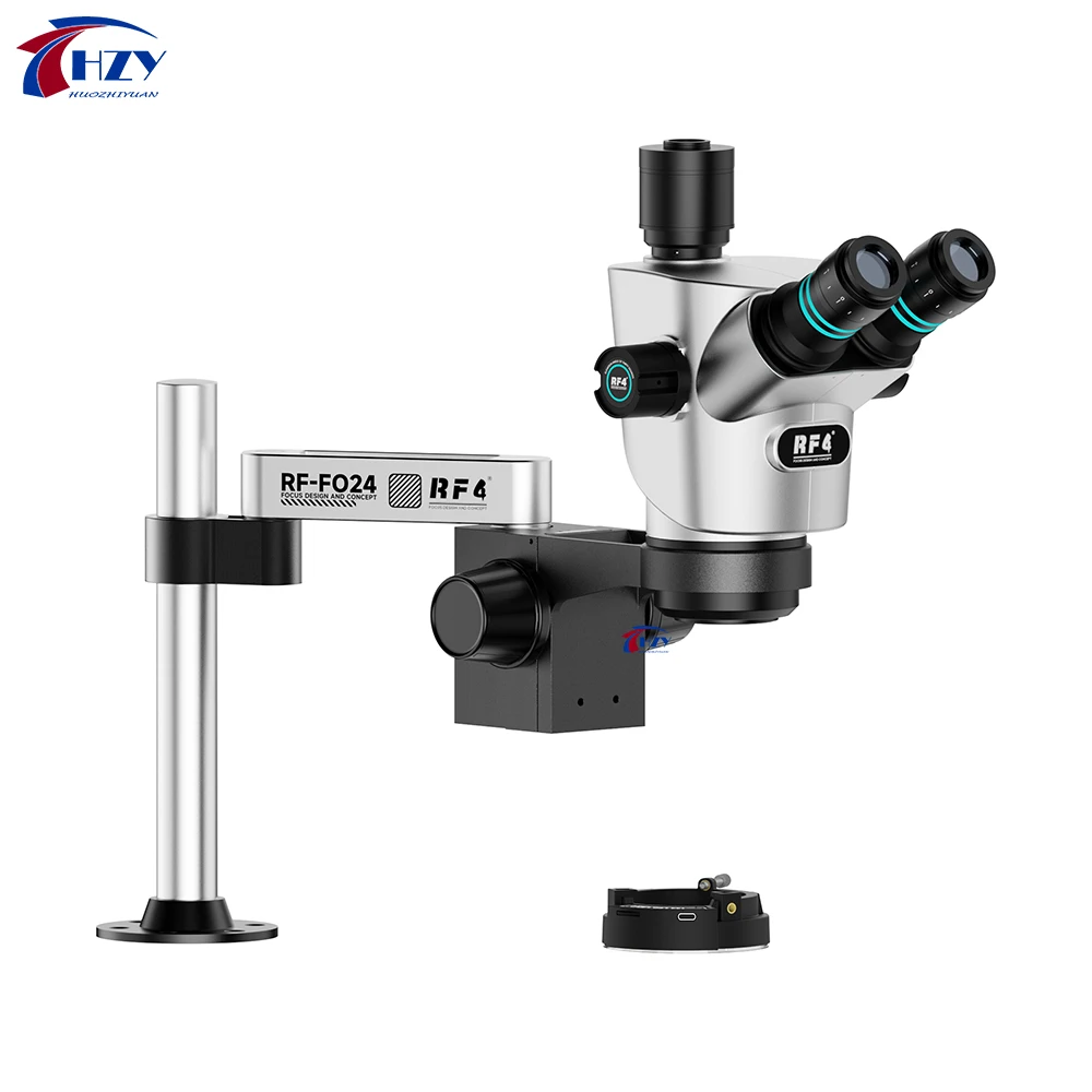 

RF4 RF-CX71P-PO24 6.5-65X ZOOM 30° Tilt Angle Design Trinocular Stereo Microscope Dustproof