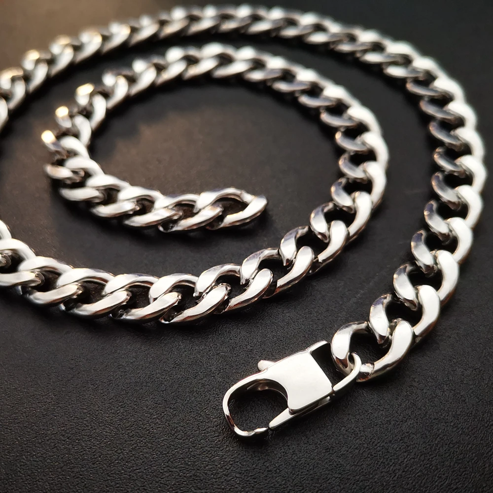 Huge 12mm Stainless Steel NK Chain Figarro Link Necklace Silver Polished For Mens 18-28inch