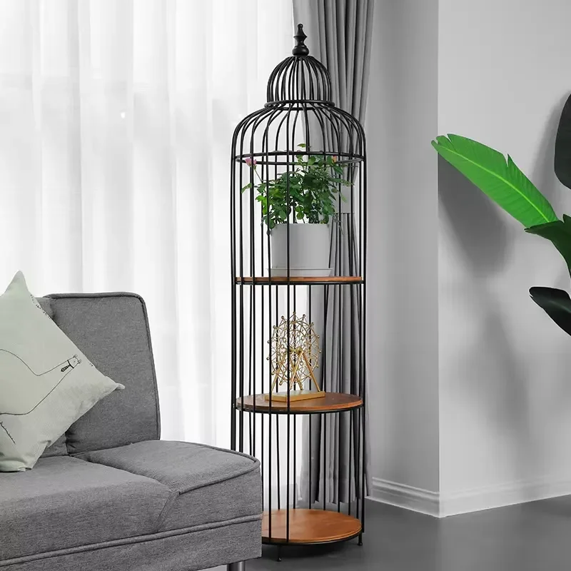 for Wrought Iron Bird Cage Decor Home Garden Planter Metal Display Indoor Outdoor Flower Plant Stand