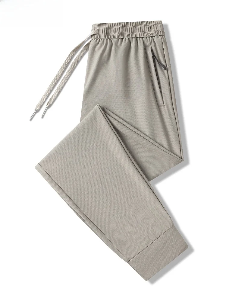 

Мужские повседневные брюки Hengyuanxiang из ледяного шелка: летние, тонкие, охлаждающие, спортивные, свободного кроя, прямые, эластичные, быстросохнущие