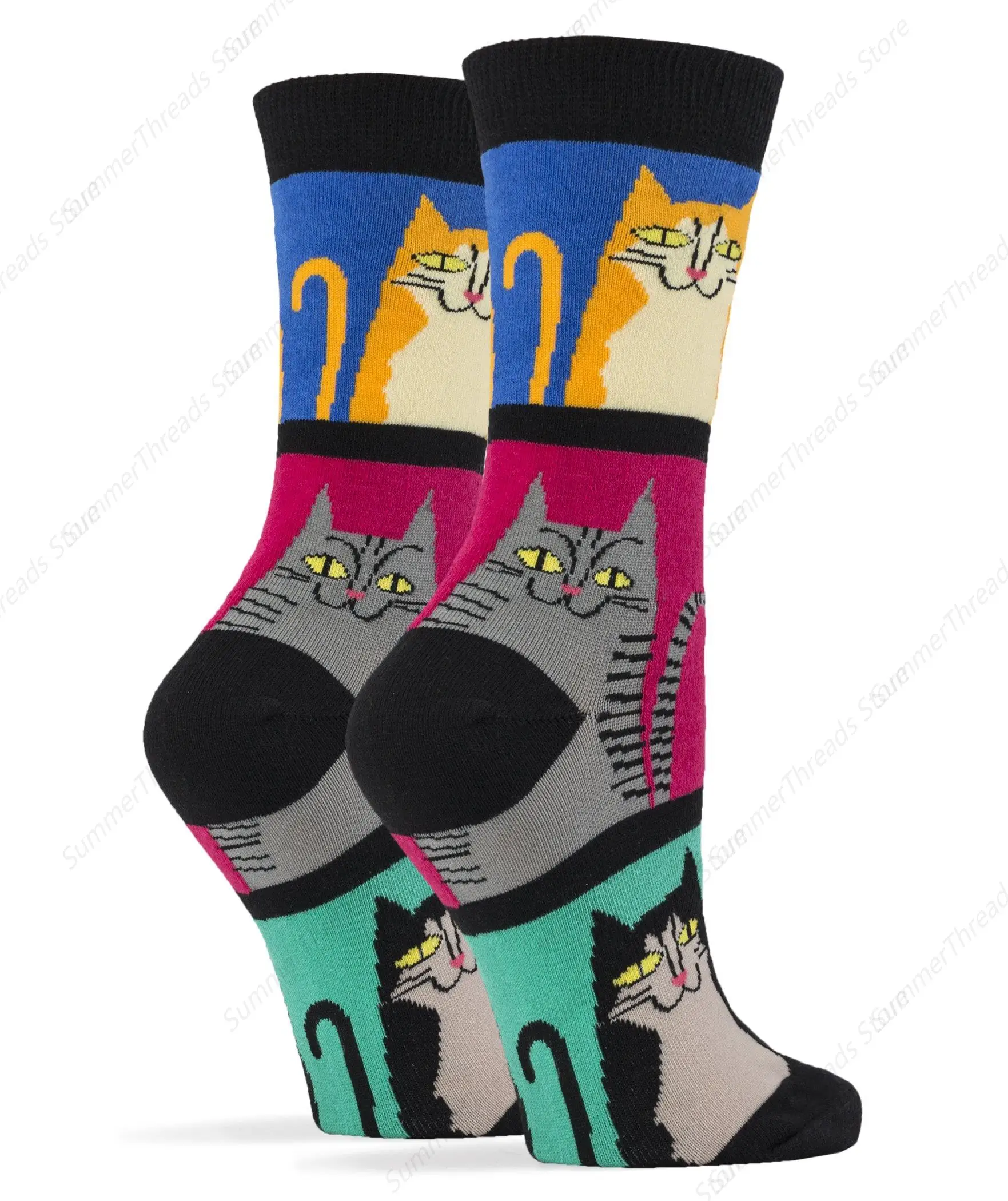 Women's Novelty Cute Crew Socks, Funny Animal Socks for Cat Lover, Mod Meow