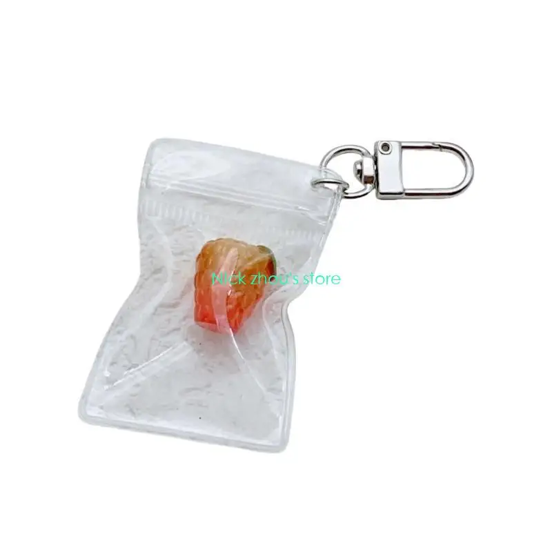 E15E Attractive Clear Fruit Bag Keychain Easy to Carry Resin Keyrings Bag Accessory