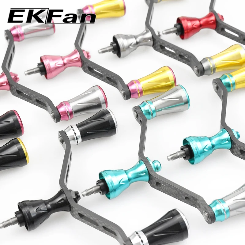 EKFan 105MM Kohlefaser+Aluminium Doppelknopf Spinnrolle Griff Passend für S-REEL Köderrolle Griff DIY-Teile – Detail 5