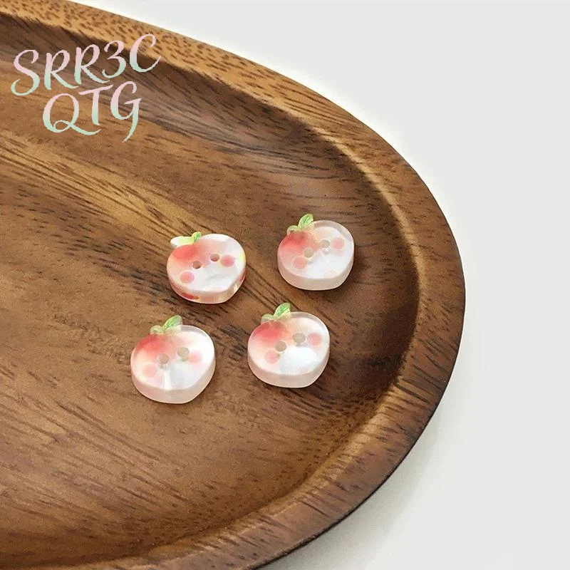 Hot Sale 20Pcs Cute Peach Buttons - Cartoon Fruit Resin Buttons For Children's Clothing & DIY Craft Projects