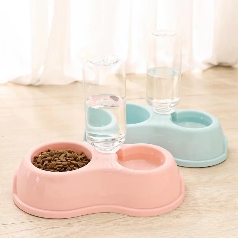 bowl pet Plastic double dog basin tableware non-slip automatic drinking water feeder supplies