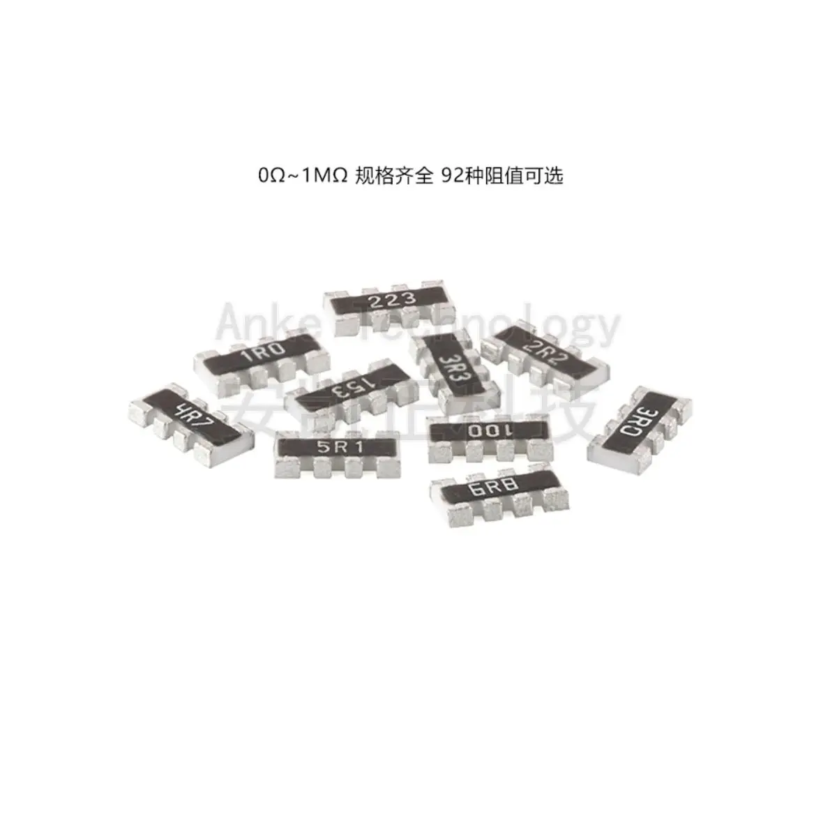 1206 (0603*4) Matrizes de resistores de chip SMD 5% 0R 100R 1K 2K 3.3K 4.7K 5.1K 10K 68K 100K 1M Modelo Observações 100pcs