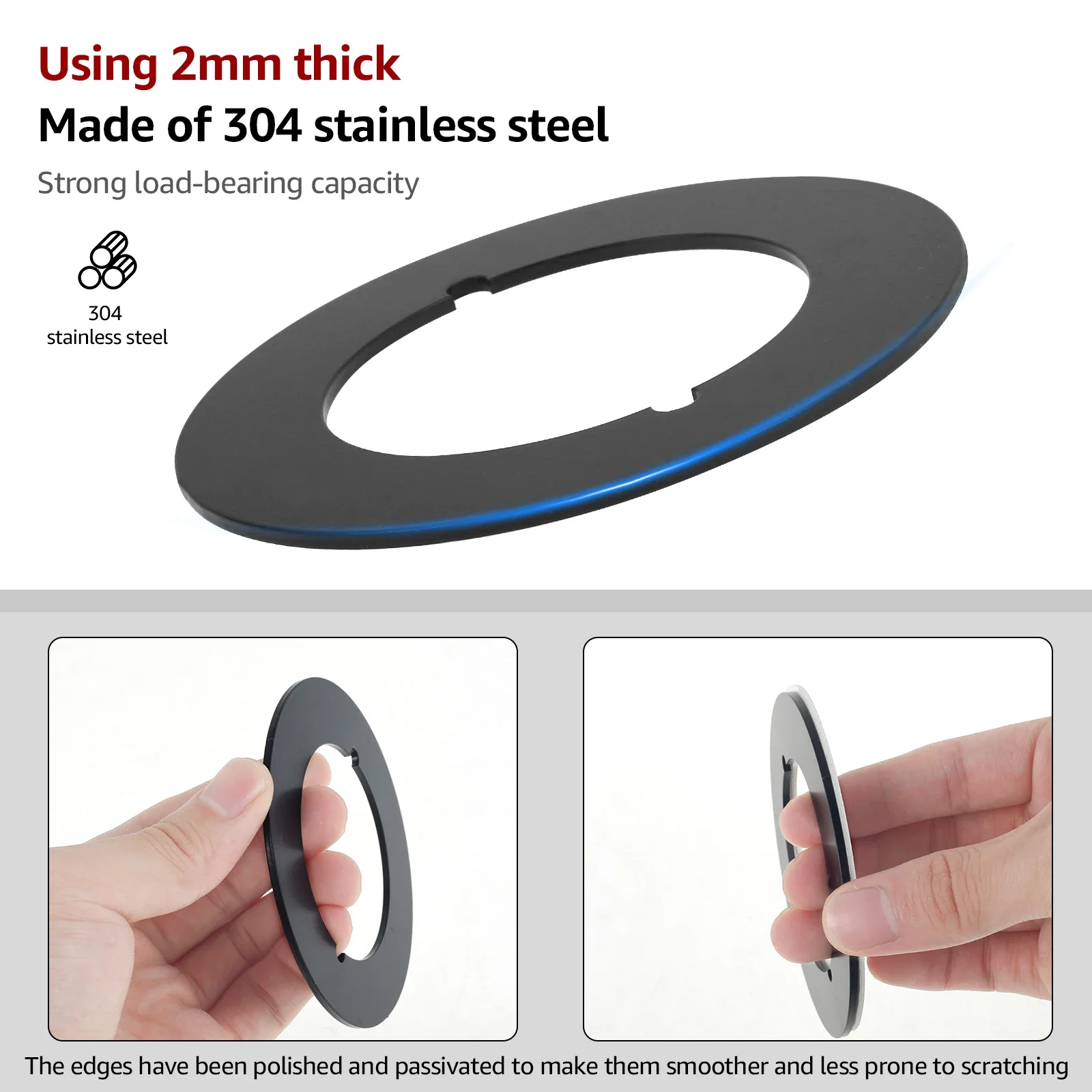 2 Pcs Door Knob Plates Round Version Stainless Steel Door Reinforcement Plate 2-1/8