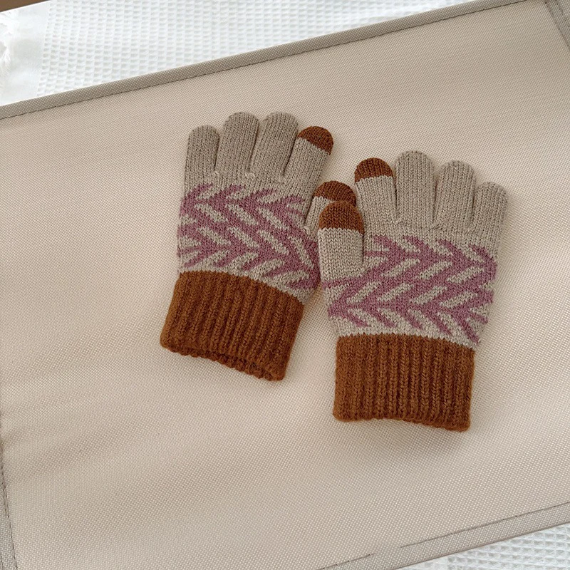 3-8Y الطفل قفازات الشتاء الفتيان الفتيات الأطفال مقاومة البرد خمسة أصابع محبوك إصبع الدفء الأطفال نصف اصبع قفازات