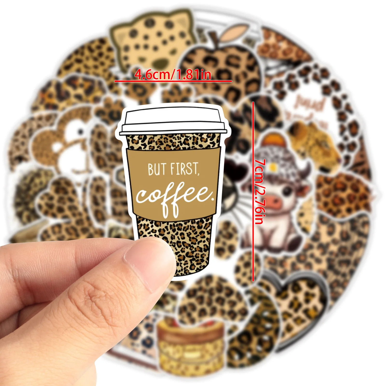 10/50 個ヒョウ柄美的素材動物アイテムテキスト落書きクリエイティブ装飾防水ステッカー子供のおもちゃ