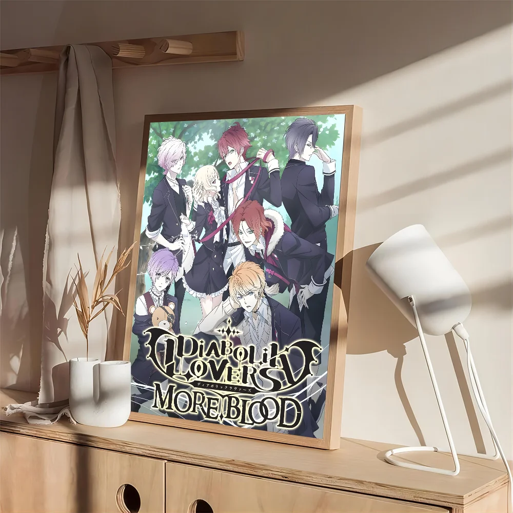 Anime D-Diabolik Lovers Movie Sticky Posters Retro Kraft Paper Sticker DIY Room Bar Cafe Aesthetic Art Wall Painting