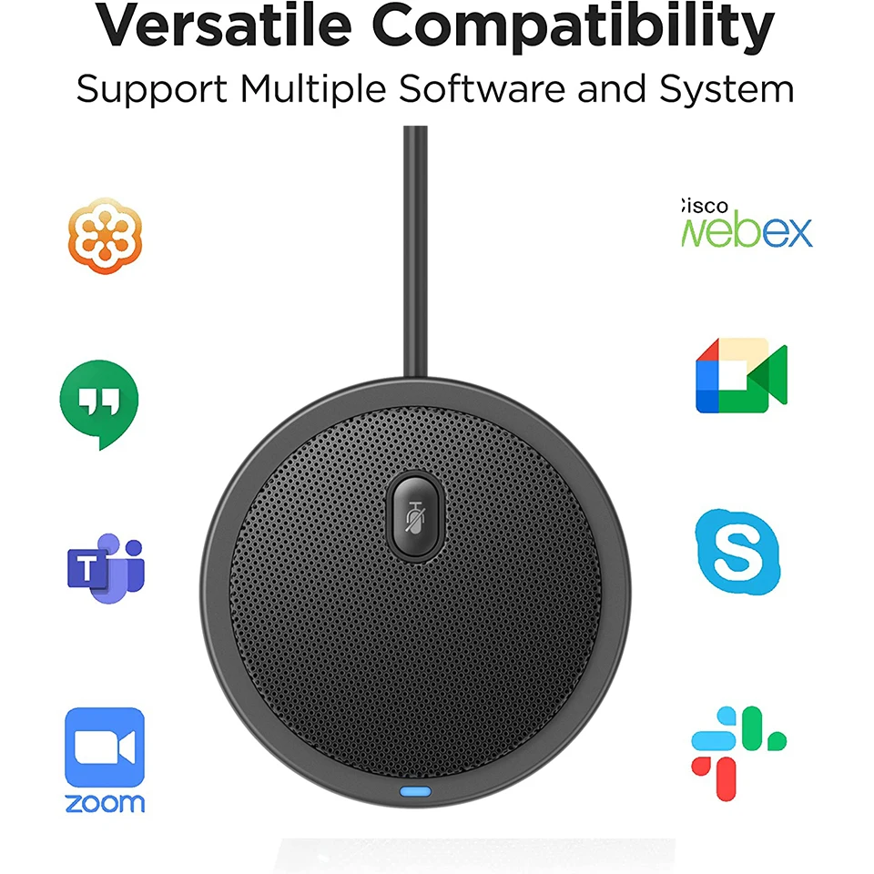 Conference Microphone 360° Omnidirectional USB Computer Speakerphone Noise Reduction/Echo Cancellation for 8-10 People Meeting