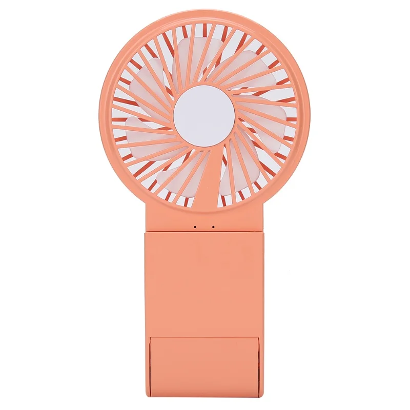 مروحة صغيرة محمولة باليد مع مرآة مكياج خفيفة ملونة وشحن USB برتقالي #4