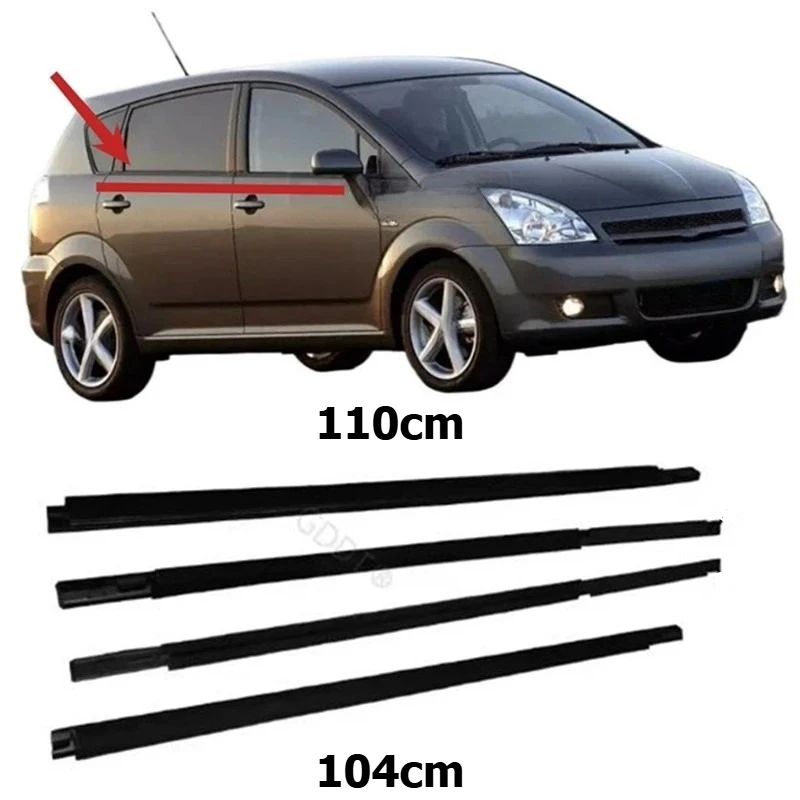 Window Rubber Sealing Strip for Toyota Corolla Verso Hatchback 2002-2006 Moulding Belt Line Seal 4 Pieces 75710-64010