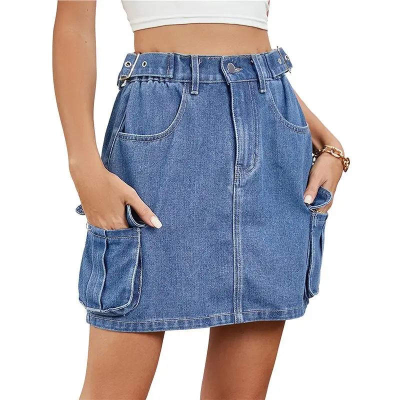 

Джинсовая мини-юбка-карго CYL для женщин, с низкой посадкой, на пуговицах, облегающая, с карманами