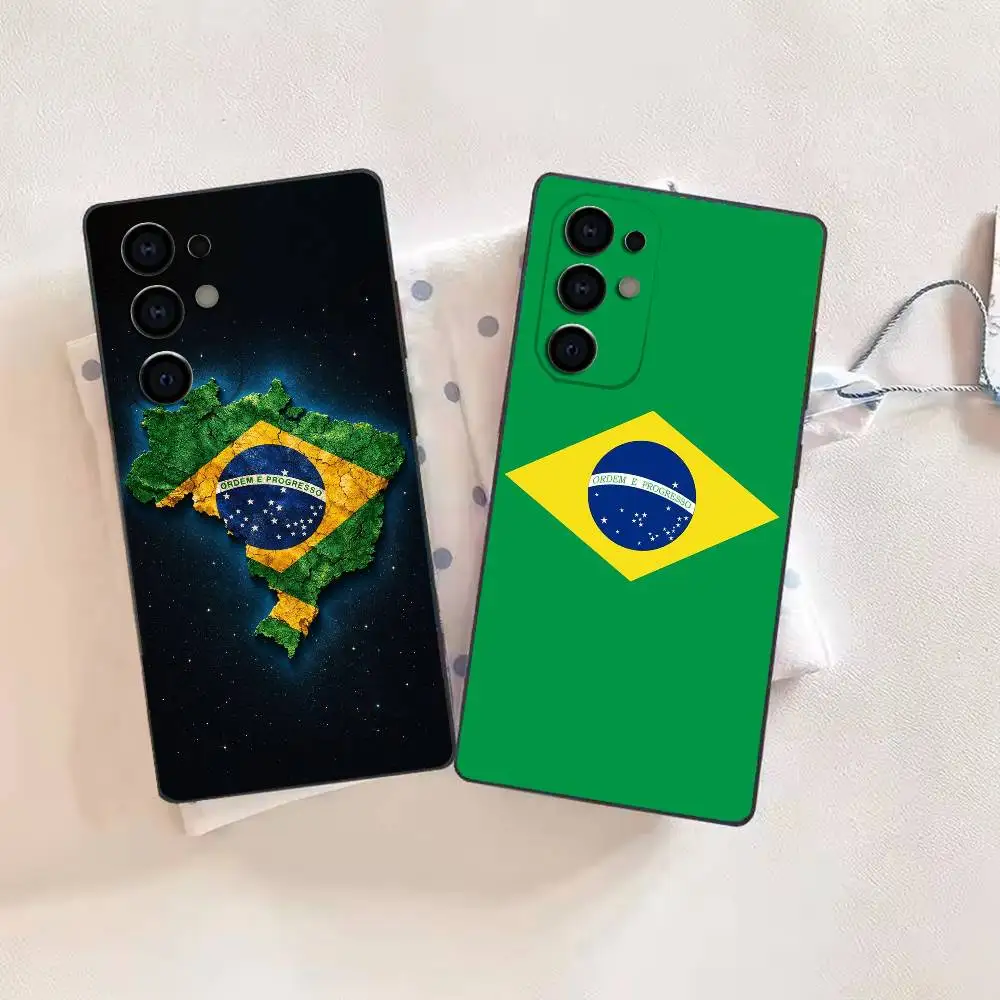 Brazilian flag Phone Case For Samsung S26,25,24,21,22,21,20,10,9,8,7,6,5,Ultra,Plus,Fe,Lite Black Shell