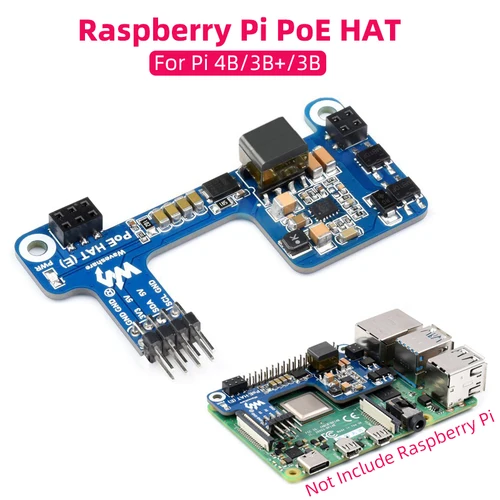 Raspberry Pi PoE HAT 5V 2.5A Adaptador de alimentación a través de Ethernet Tamaño mini 802.3af/at Estándar de red para Pi 4B 3B+ 3B