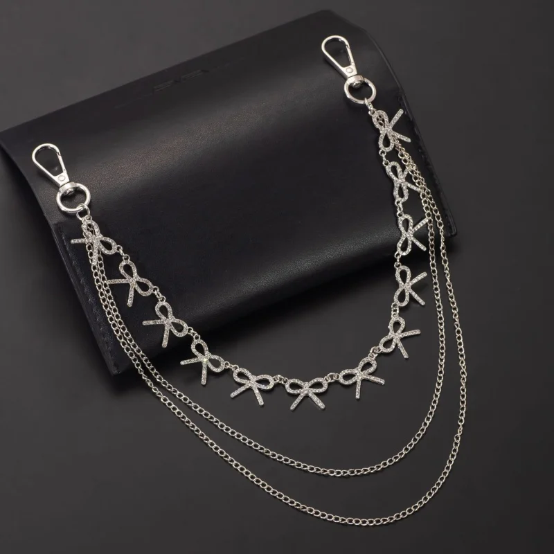 Detachable Bag Multilayer Hollow Out Rhinestone Bow Pendant DIY Bag Decorative Chain Charm Fashion Waist Belts Chains