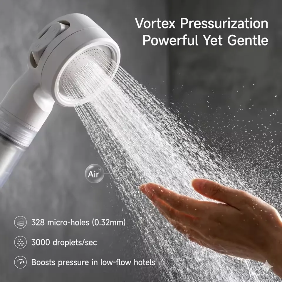 Travel Portable Pressurized Shower Head Filter Hard Water Softener Handheld Shower Nozzle Purification Showerhead For Hotel Bath