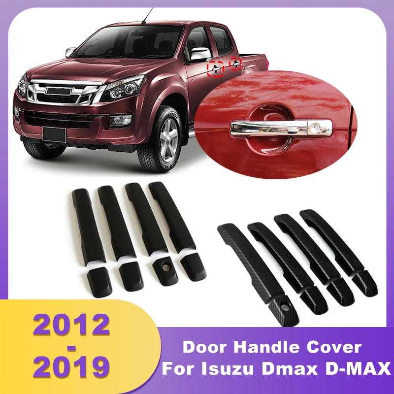 Side Door Handle Cover Handles Trim Strip Chrome Carbon Fiber Black For Isuzu d-max 2012 2013 2014 2015 2016-2019