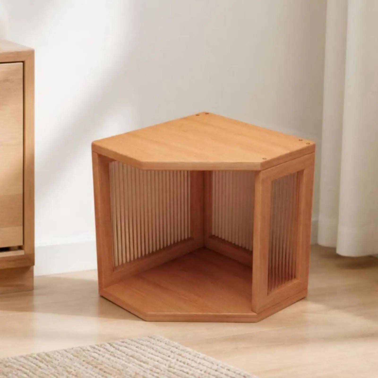 Compact Corner Shelf Wooden Desk Organizer for Books and Small Decor Storage