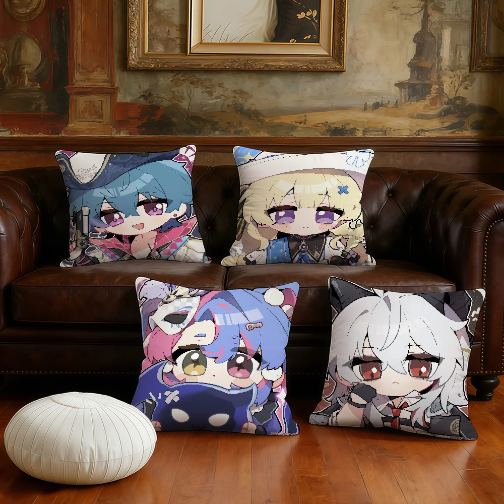 Cute Version Wuthering Waves Rinascita cushion cover Plush Fabric Soft Double Sided Print Sofa Cushion Cover Throw Pillow Covers
