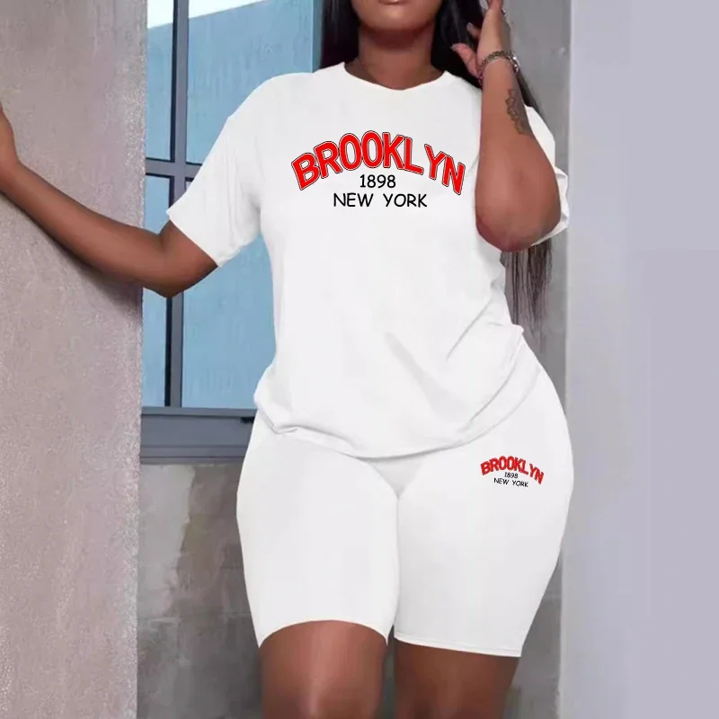 

Летний женский спортивный костюм с принтом, повседневные шорты, комплект из 2 предметов, одежда для бега, спортивный костюм для путешествий, футболка, 8 цветов, для повседневной носки, коллекция 2026