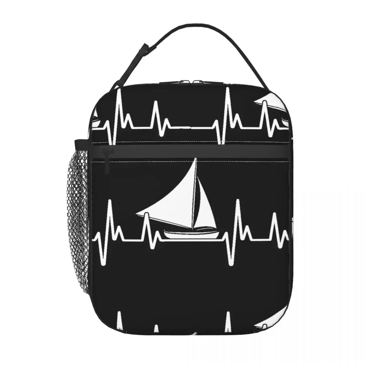 Insulated Lunch Bag Heartbeat Sailing Sailboat Lunch Box Tote Food Handbag