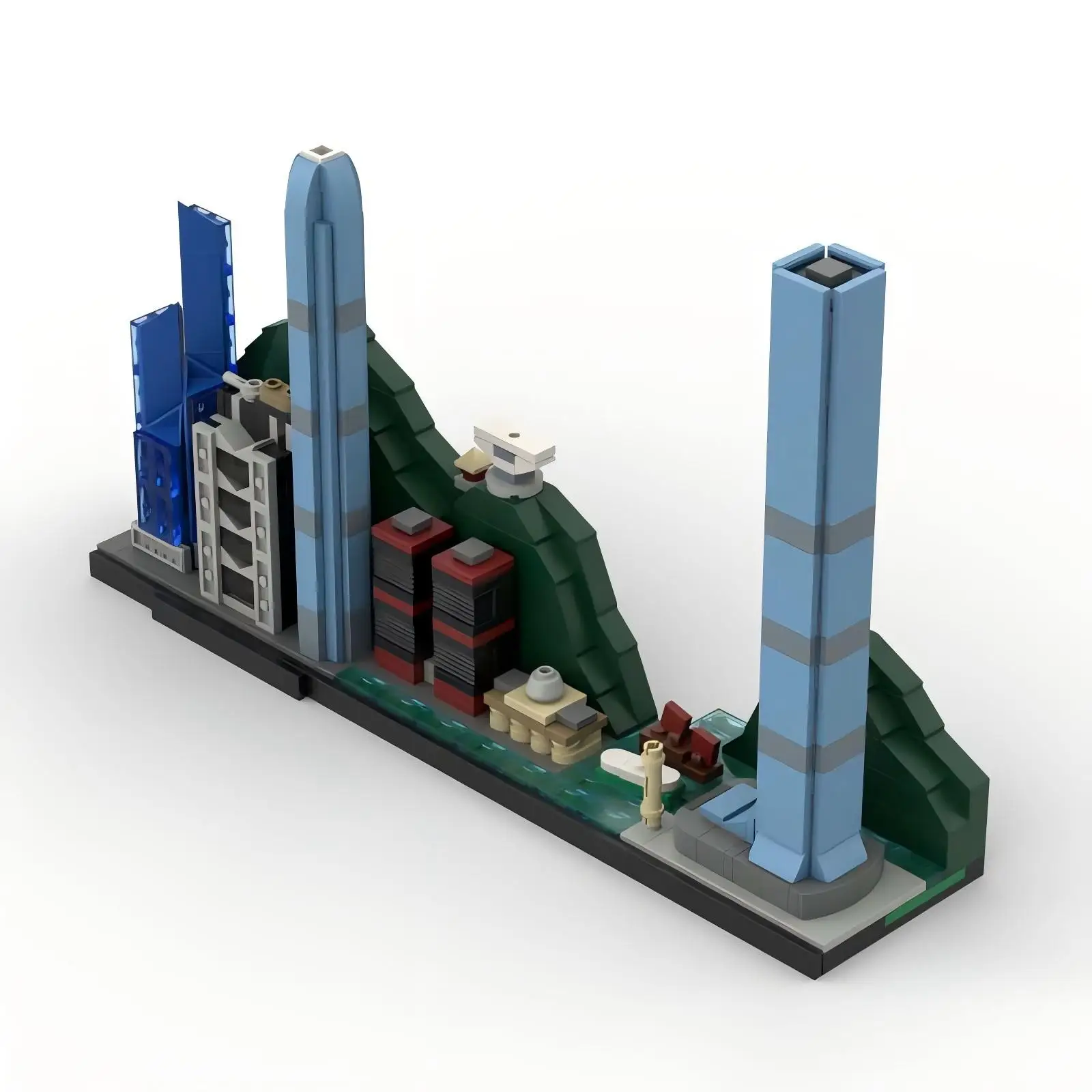 MOC Modern Urban Street View Hong Kong Skyline Modell International Financial Center Bausteine Kit Kinderspielzeug Geburtstagsgeschenk