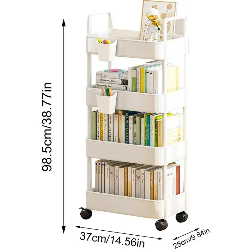 3/4 Tier Trolley Organizer Storage Rack With Wheels Mobile Storage Shelf For Snacks Bookshelf Cart Bedroom Kitchen Accessories