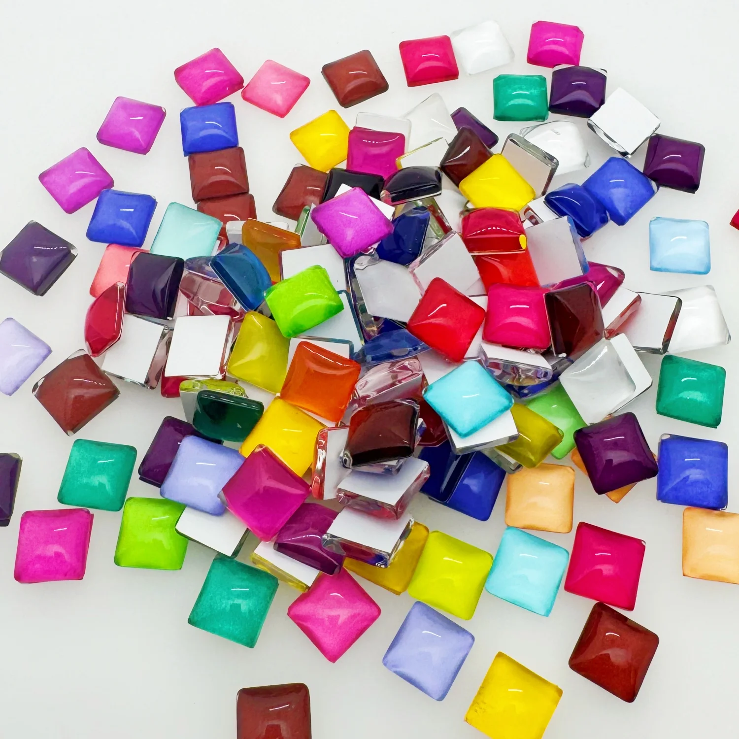 Random Mixed Colorful Square Glass Cabochon Flatback Photo Base 10mm-25mm DIY Jewelry Earrings Accessories by Pair K02979